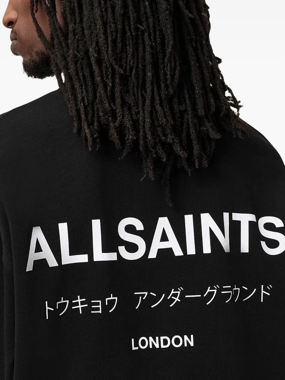 AllSaints Underground logo-print polo shirt Zwart