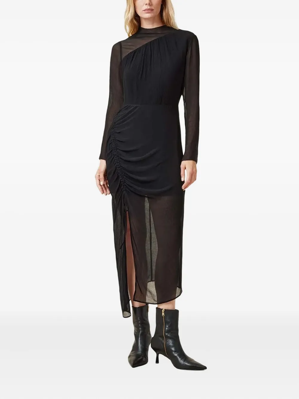 AllSaints pleated side-split dress Zwart