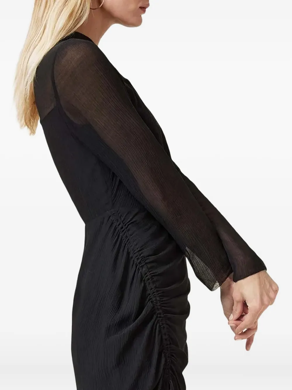 AllSaints pleated side-split dress Zwart