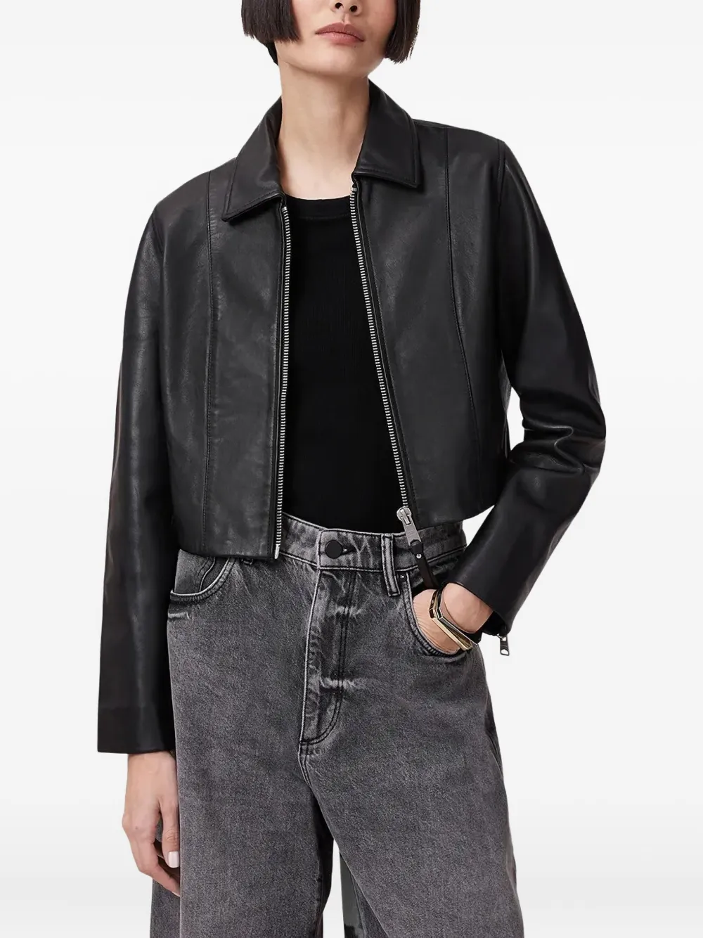 Allsaints Leather Cropped Jacket