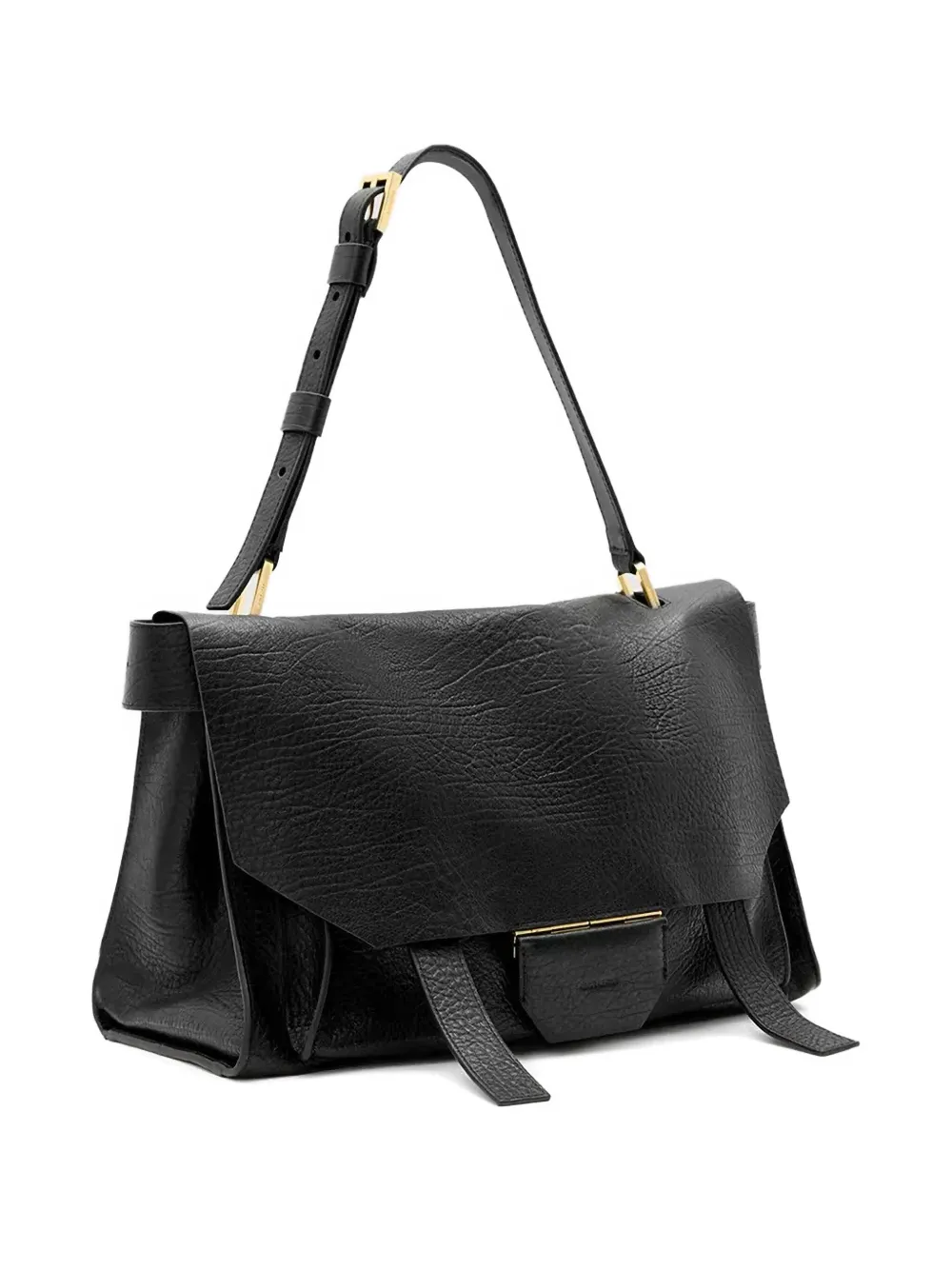 AllSaints Leren schoudertas Zwart