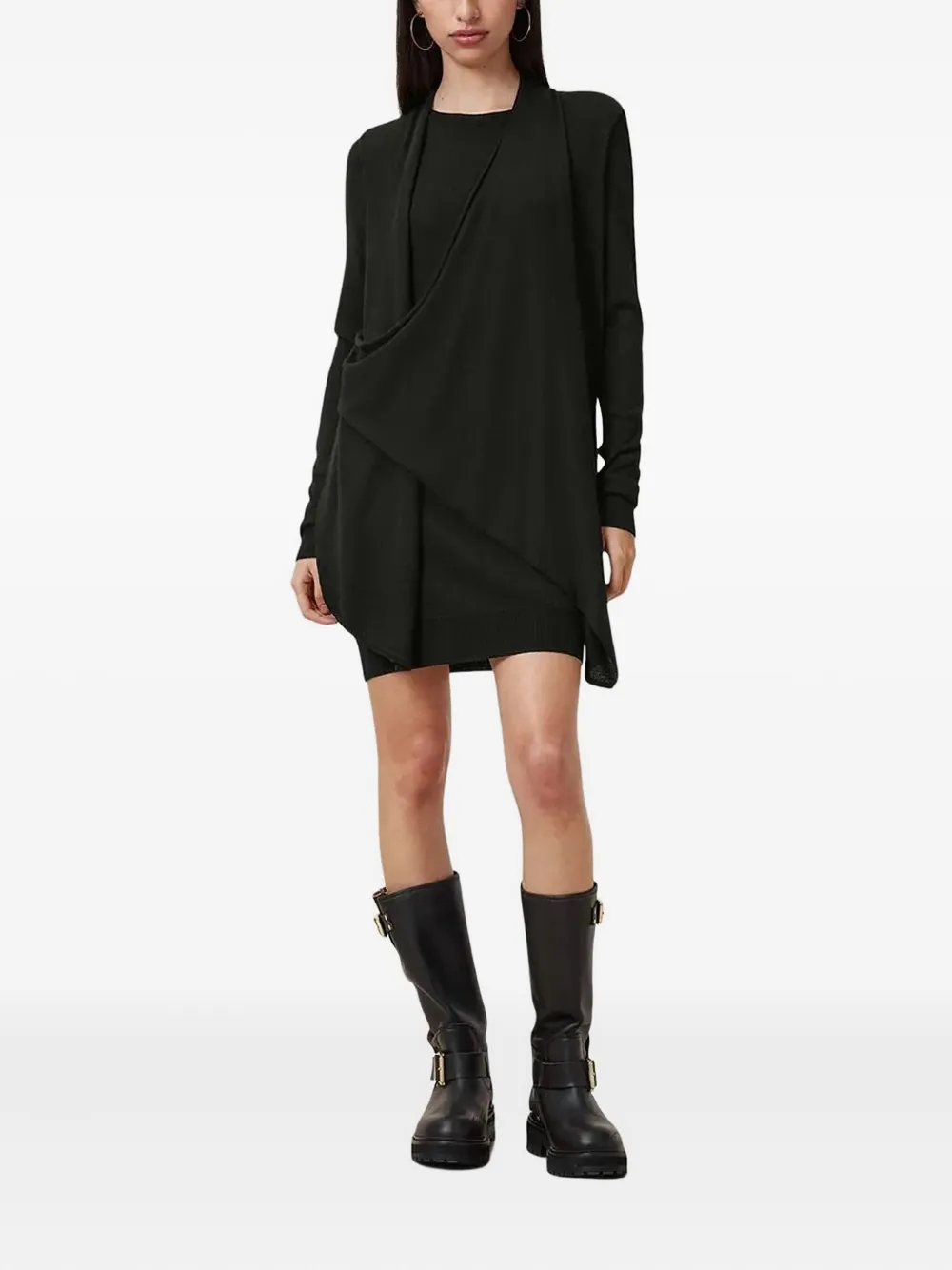 AllSaints draped zip-detail mini dress Zwart