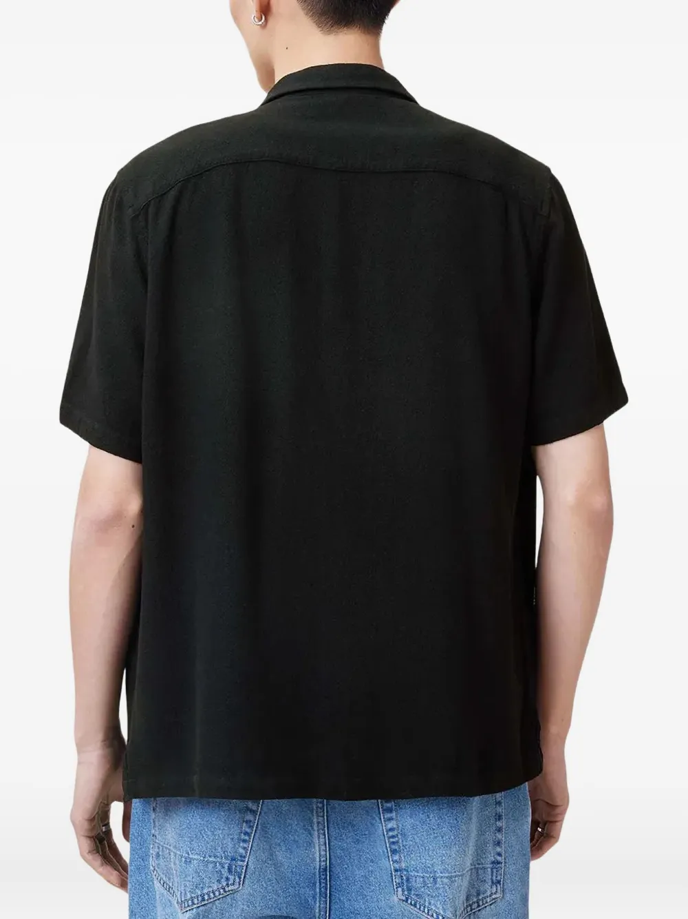 AllSaints Hudson overhemd met campkraag en korte mouwen Zwart