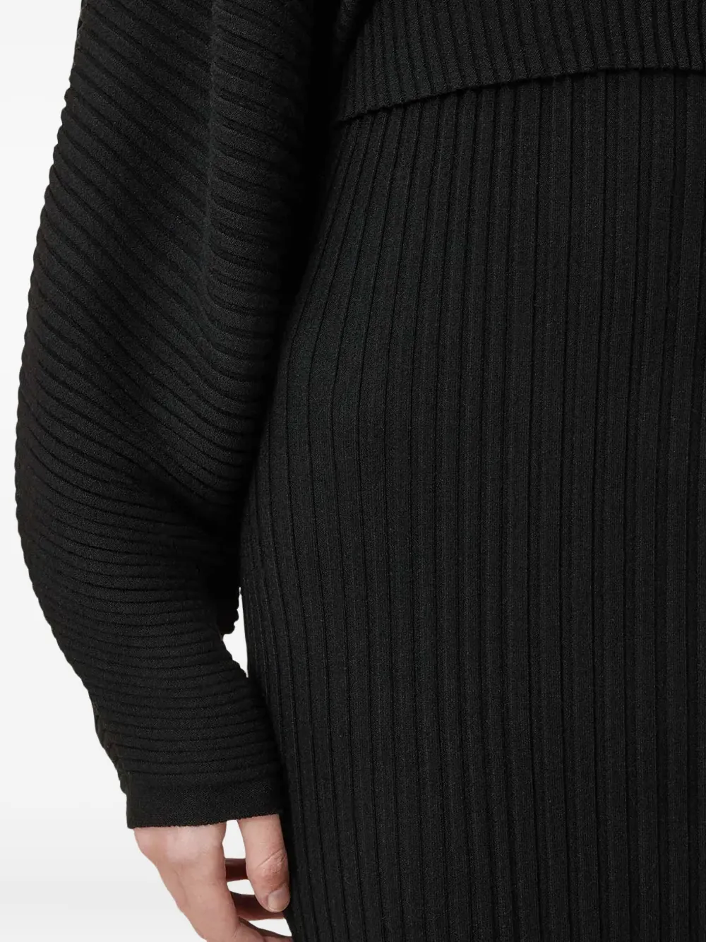 AllSaints Minori geribbelde midi-jurk Zwart