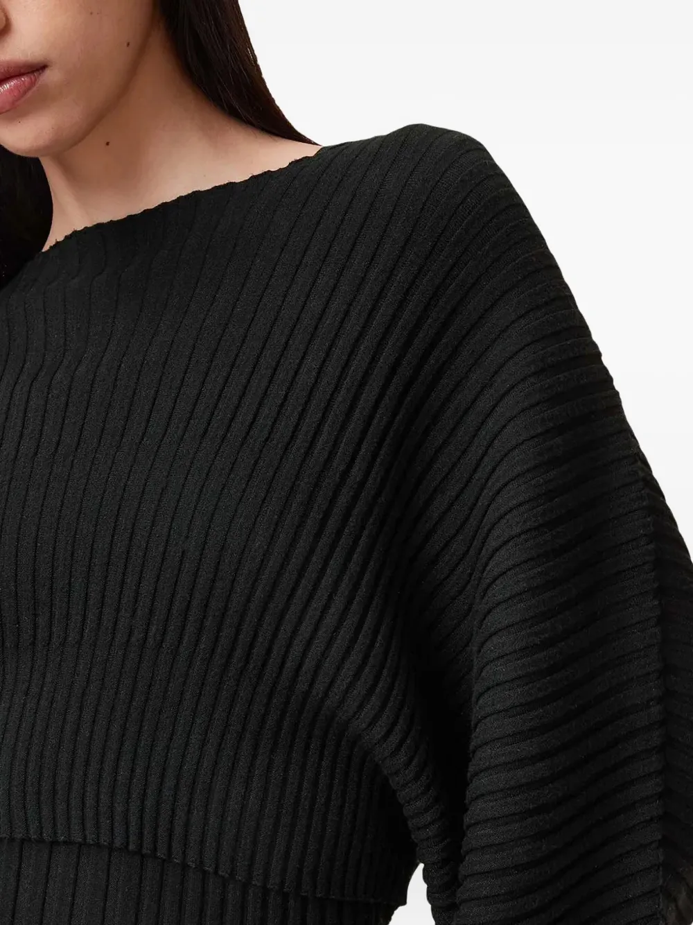 AllSaints Minori geribbelde midi-jurk Zwart