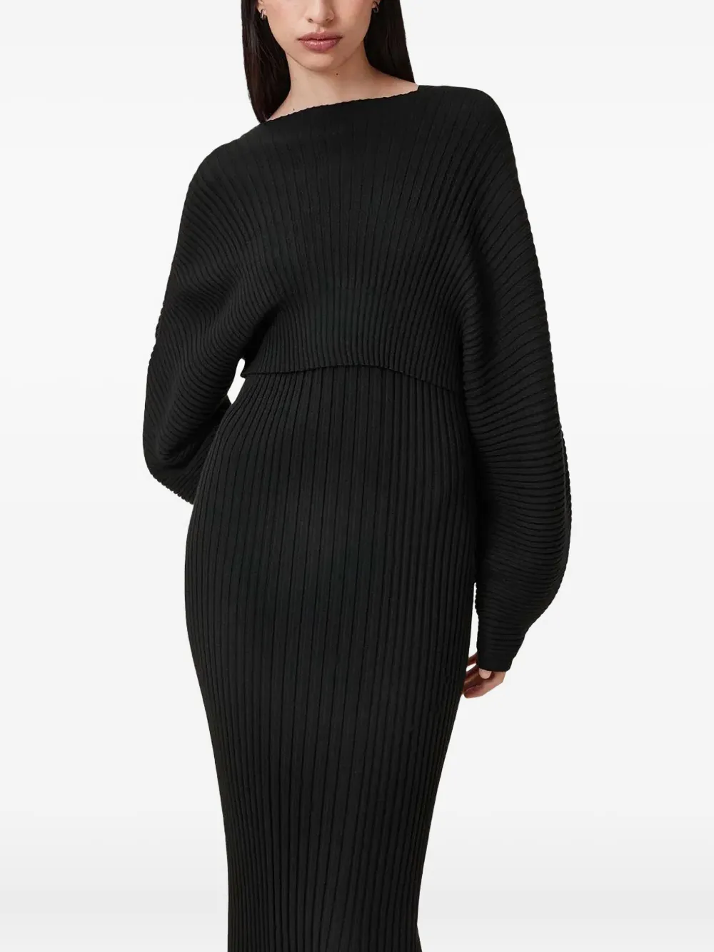 AllSaints Minori リブドレス - ブラック AllSaints Minori リブドレス - ブラック