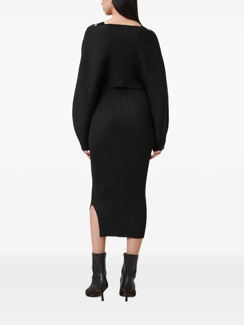 AllSaints Minori geribbelde midi-jurk Zwart