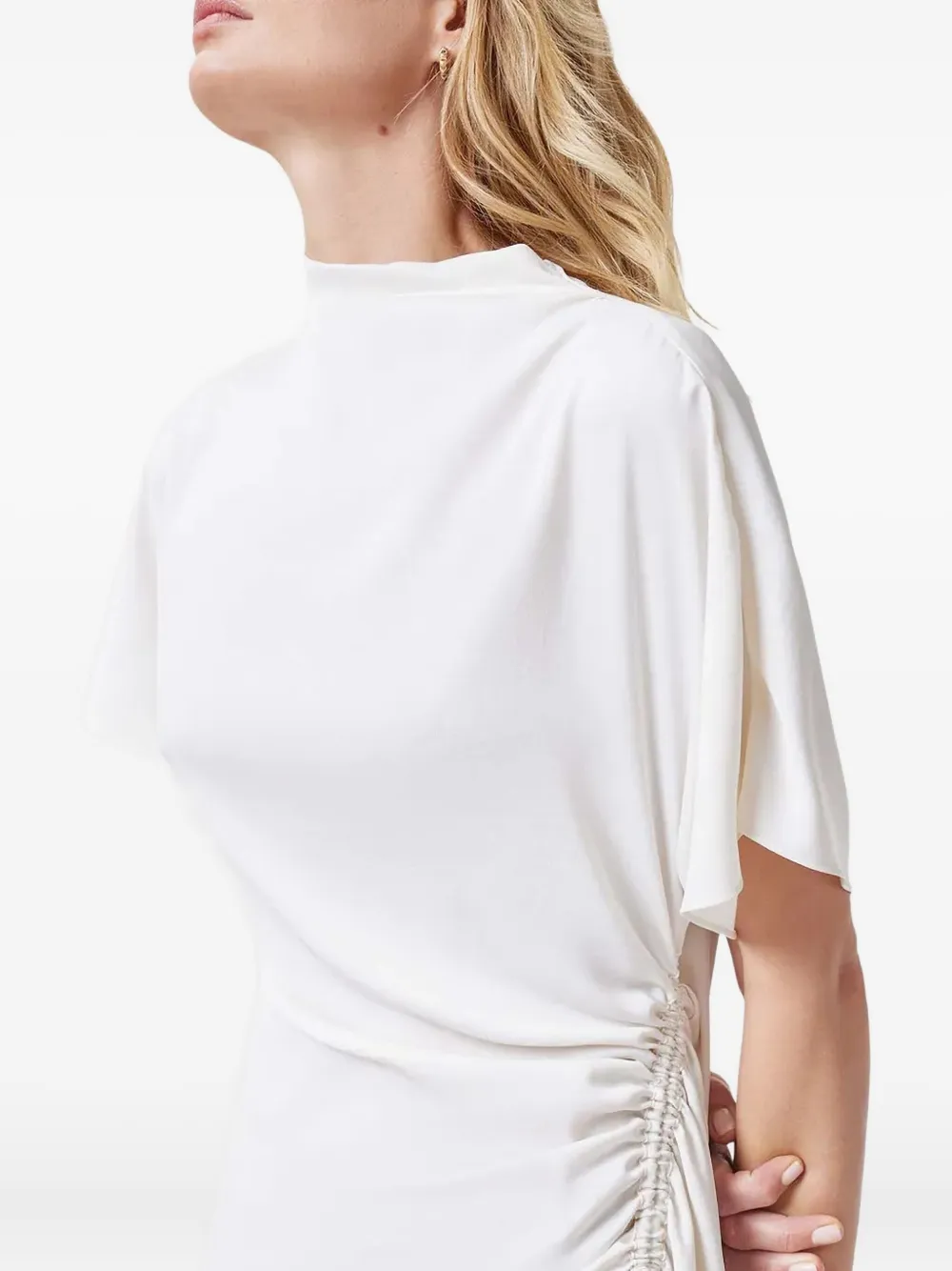 AllSaints Rosie jurk met hoge hals en ruches Wit