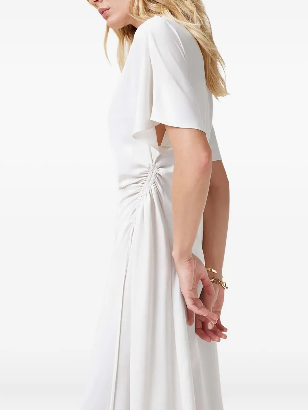AllSaints Rosie jurk met hoge hals en ruches Wit