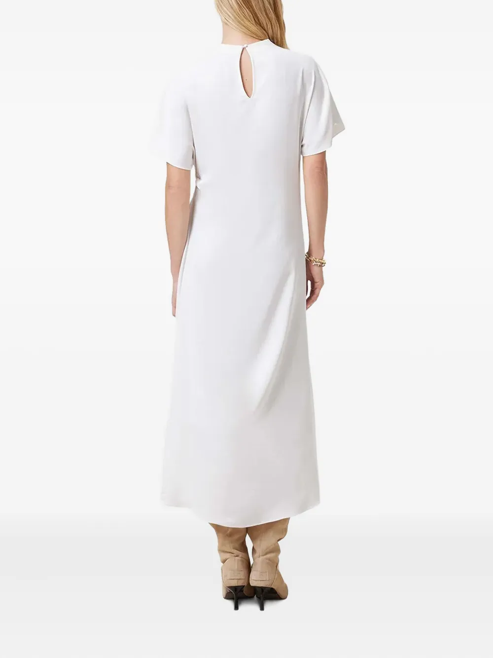 AllSaints Rosie jurk met hoge hals en ruches Wit
