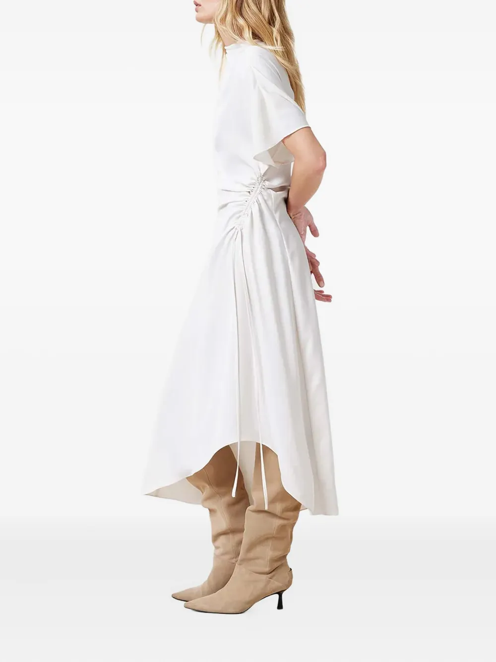 AllSaints Rosie jurk met hoge hals en ruches Wit