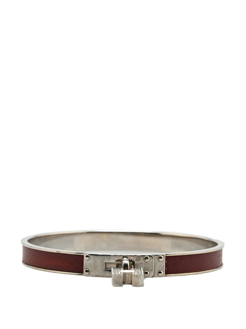 Hermès Pre-Owned 2000-2025 Leather Kelly Cadena Lock Bangle Bracelet costume bracelet | Silver | Image 1