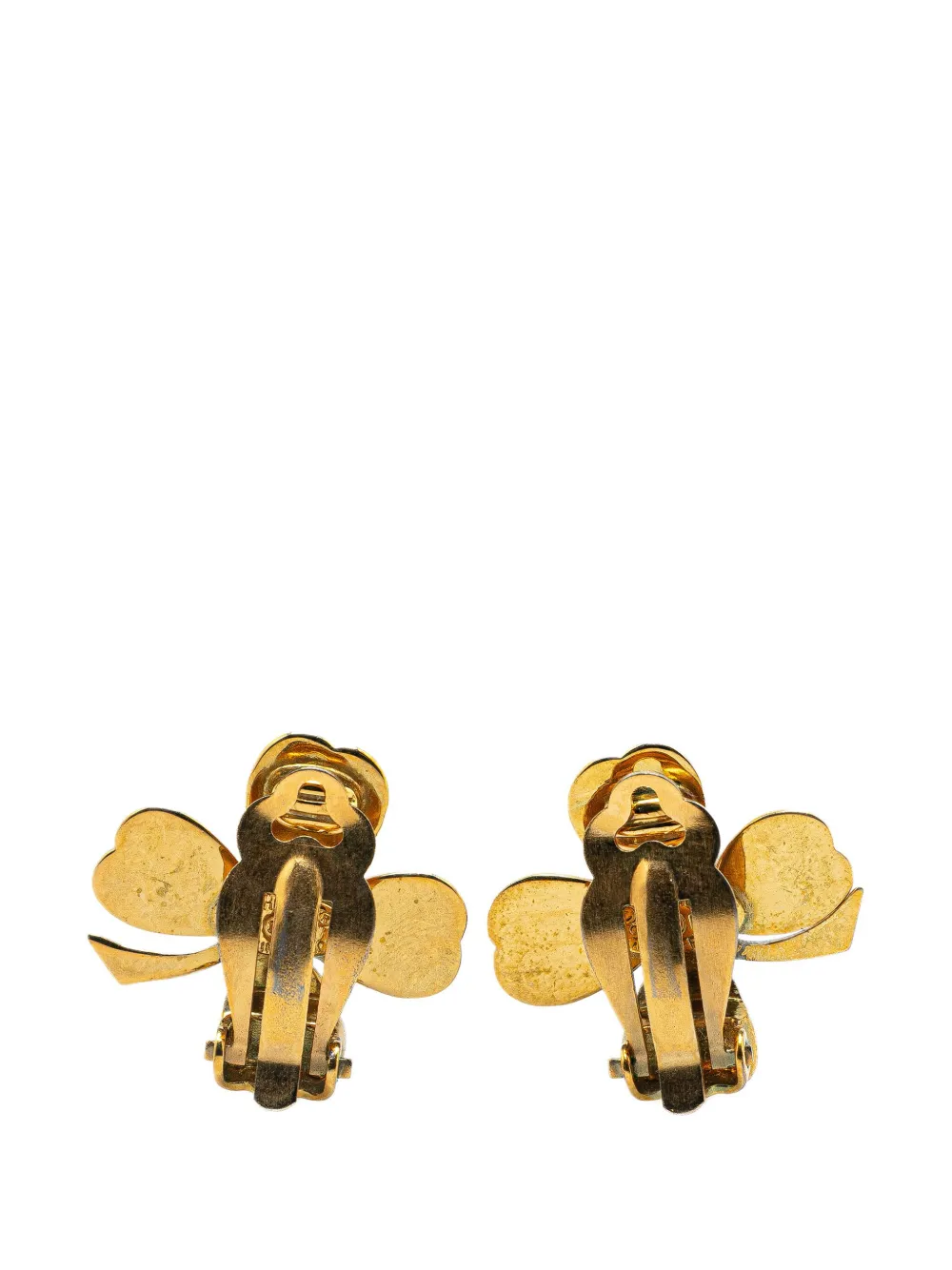 CHANEL Pre-Owned 1995 Gold Plated Clover Clip on Earrings costume earrings | Image 2