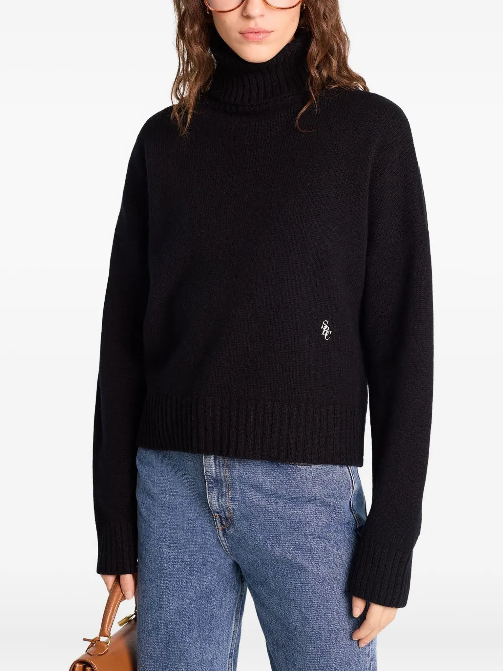 Sporty & Rich Trui met geborduurd logo Zwart