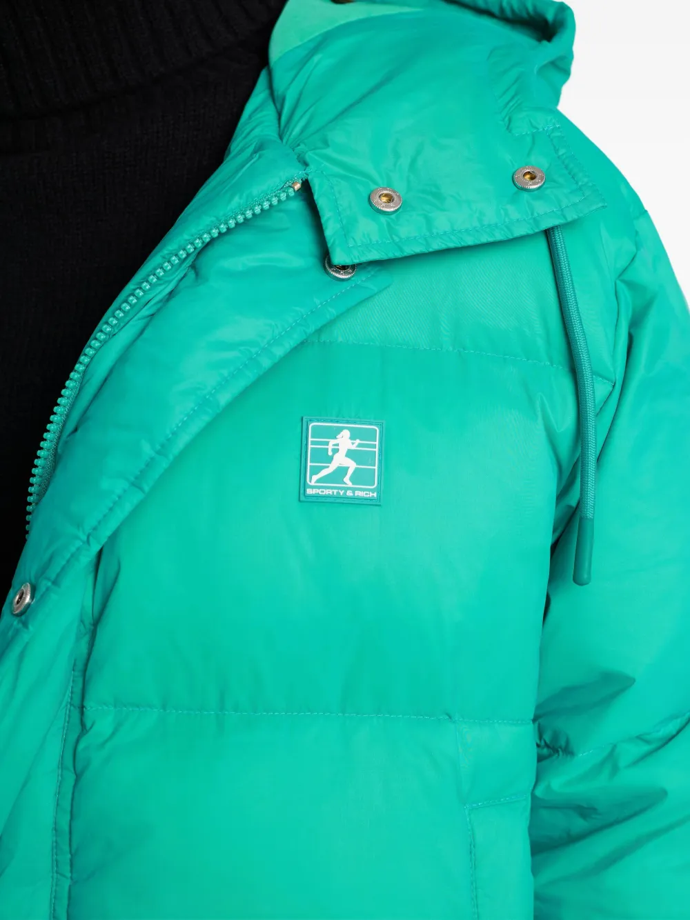 Sporty & Rich Donsjack met logopatch Groen