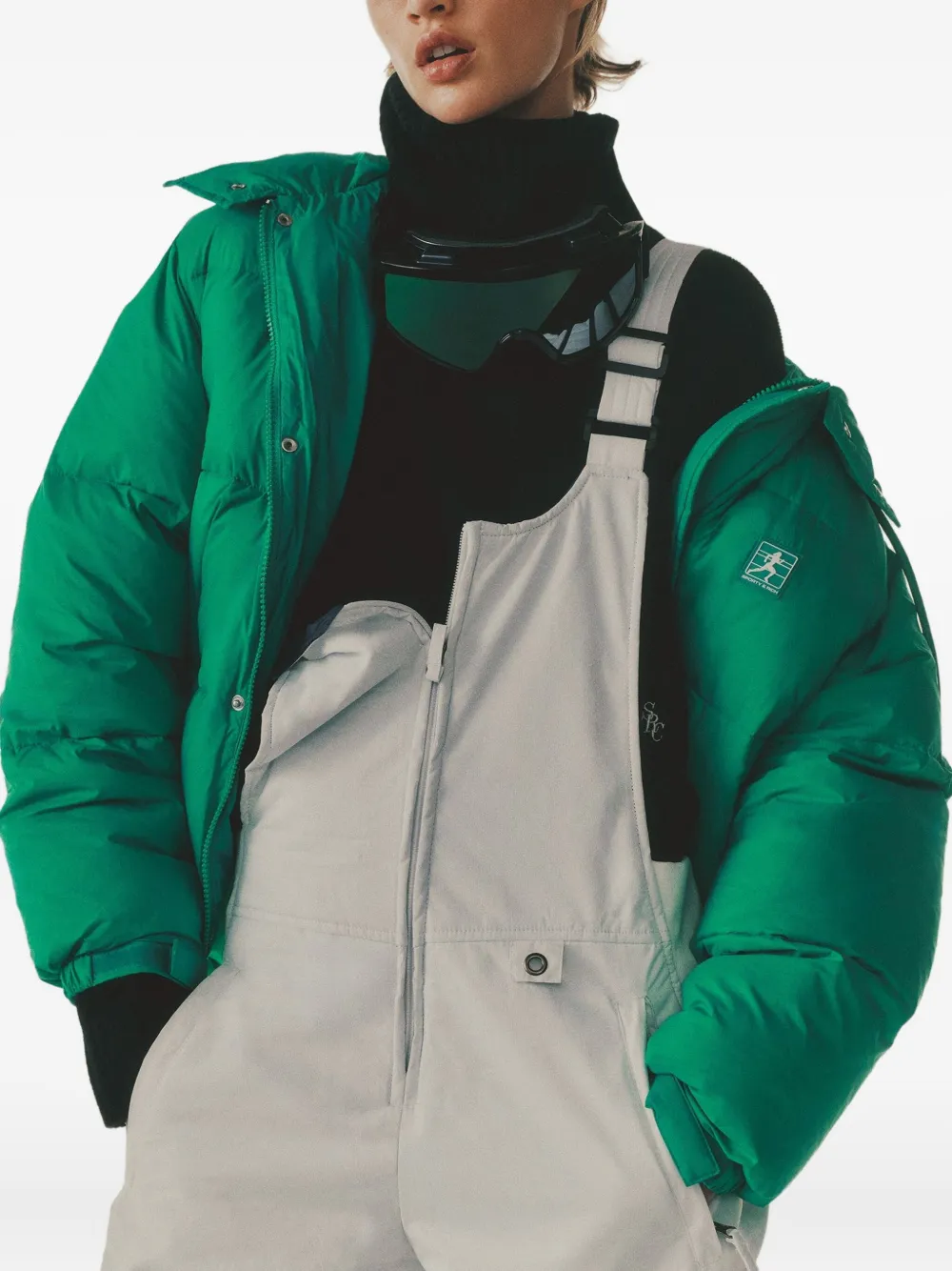 Sporty & Rich Donsjack met logopatch Groen