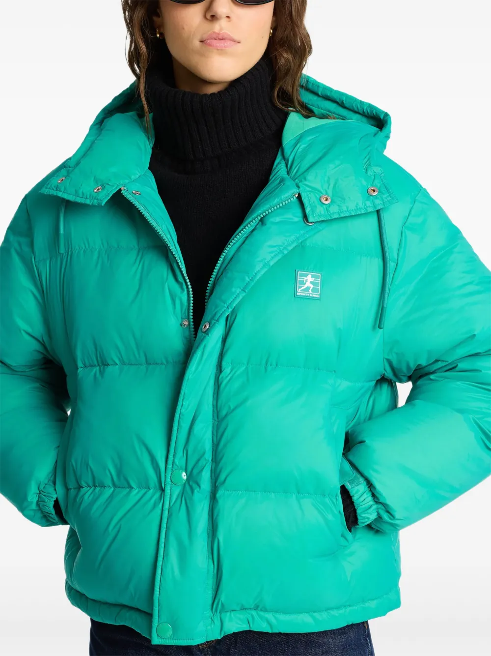 Sporty & Rich Donsjack met logopatch Groen