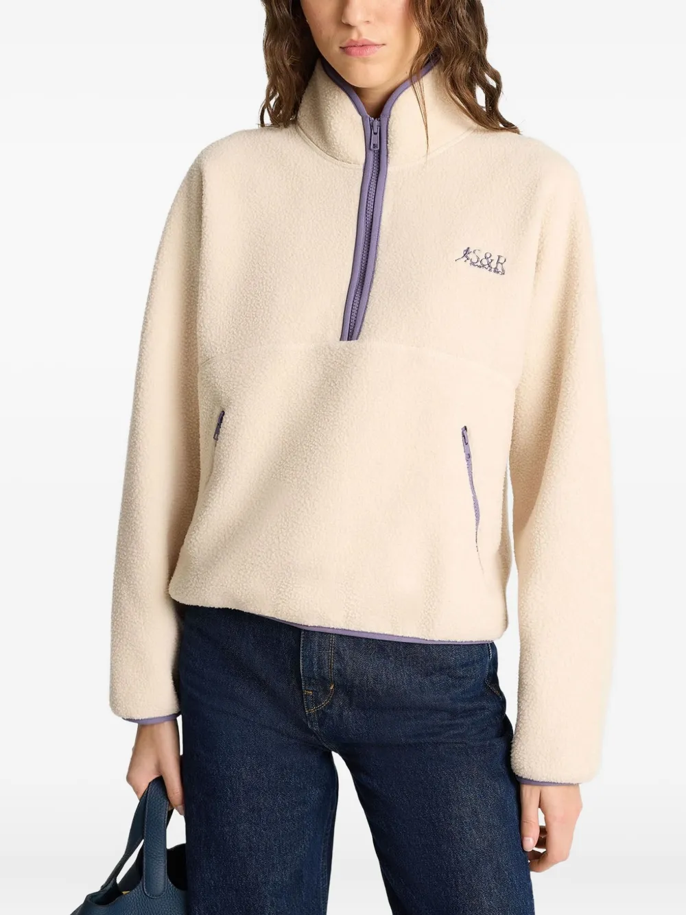 Sporty & Rich Sweater met geborduurd logo Beige