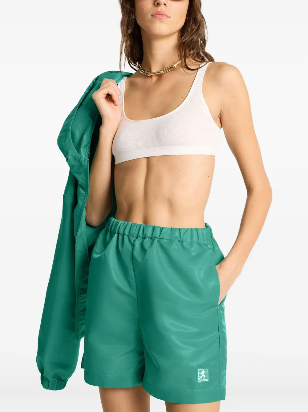 Sporty & Rich Trainingsshorts met logopatch Groen