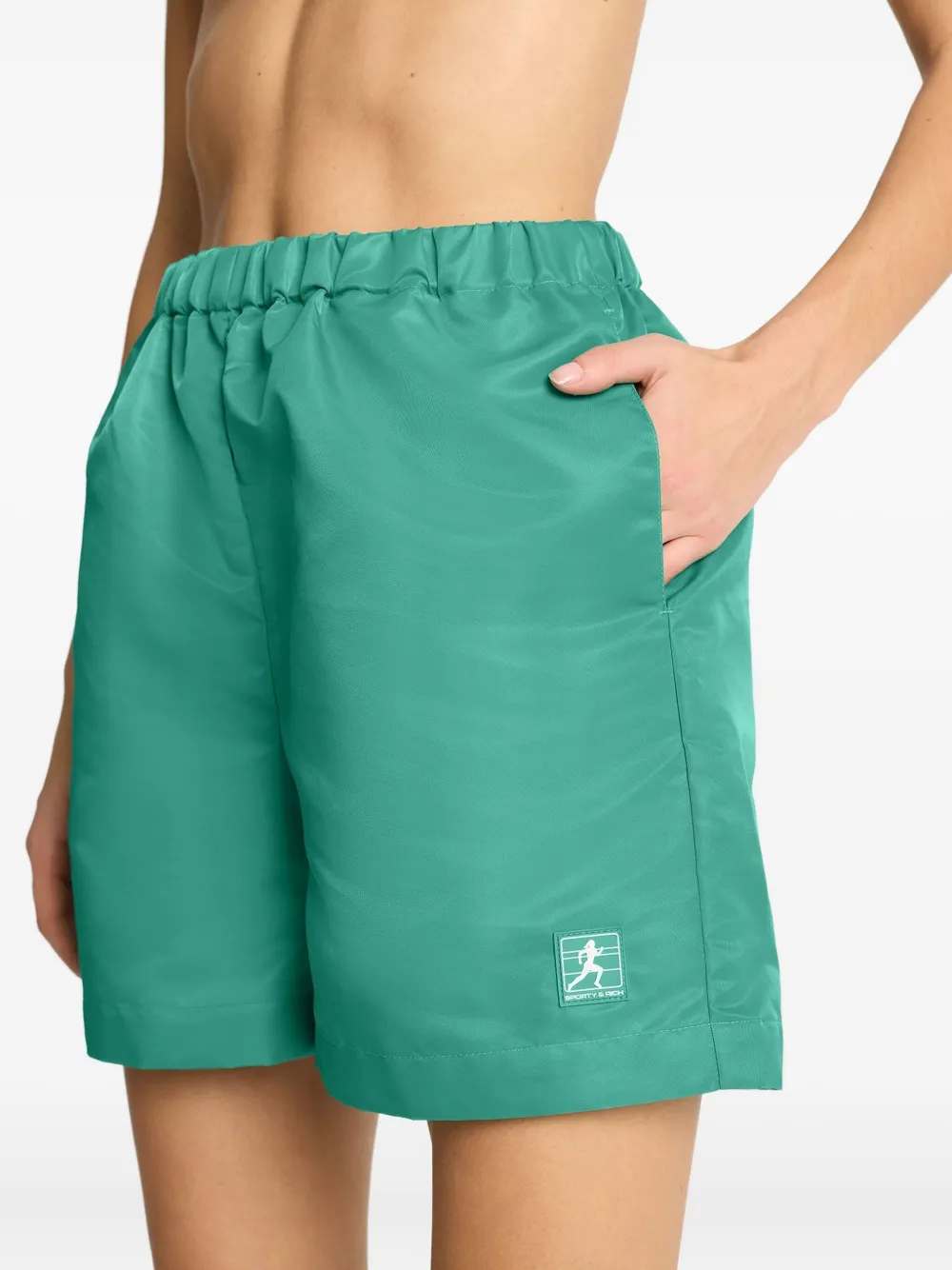 Sporty & Rich Trainingsshorts met logopatch Groen