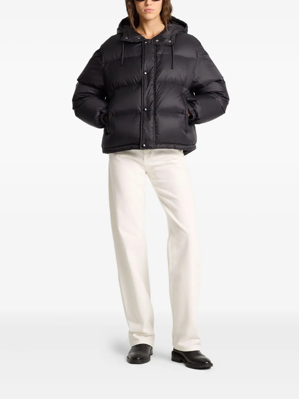 Sporty & Rich Donsjack met logopatch Zwart