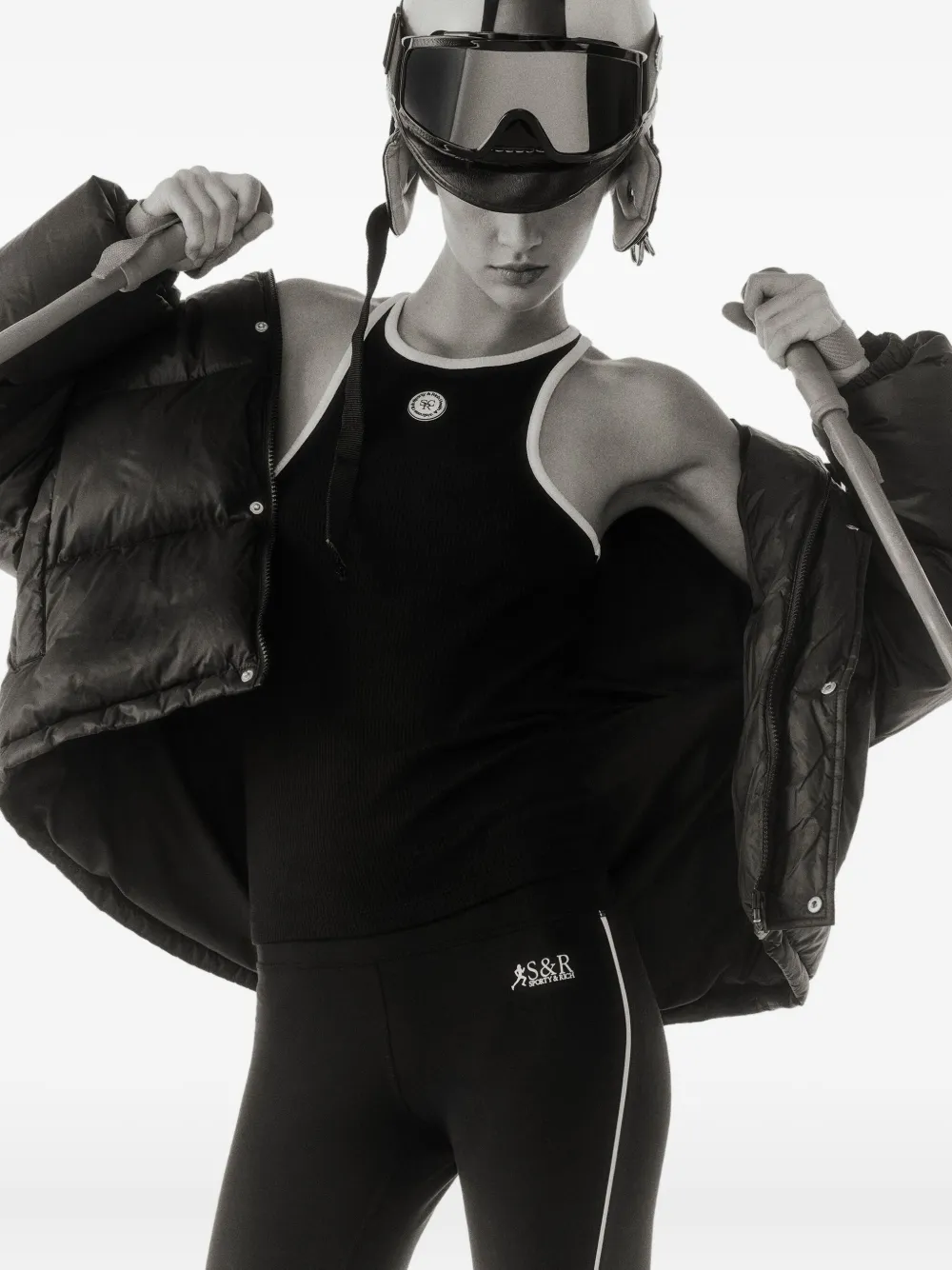 Sporty & Rich Donsjack met logopatch Zwart