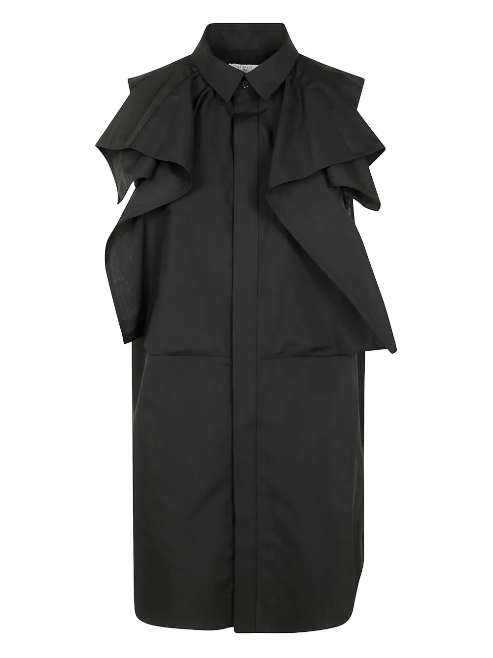ruffle-detail shirt dress