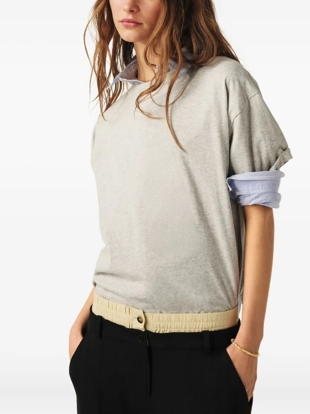 Ba&sh Rolled-sleeve Boxy Top In Gray
