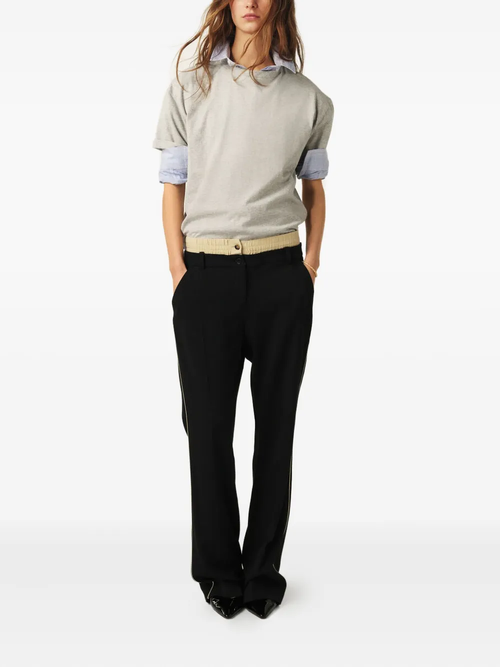 Ba&sh Rolled-sleeve Boxy Top In Gray