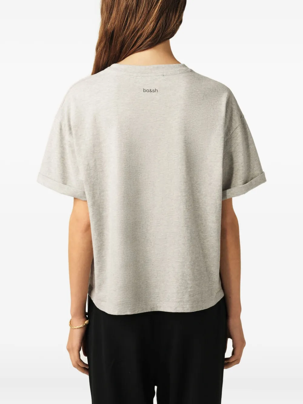 Ba&sh Rolled-sleeve Boxy Top In Gray