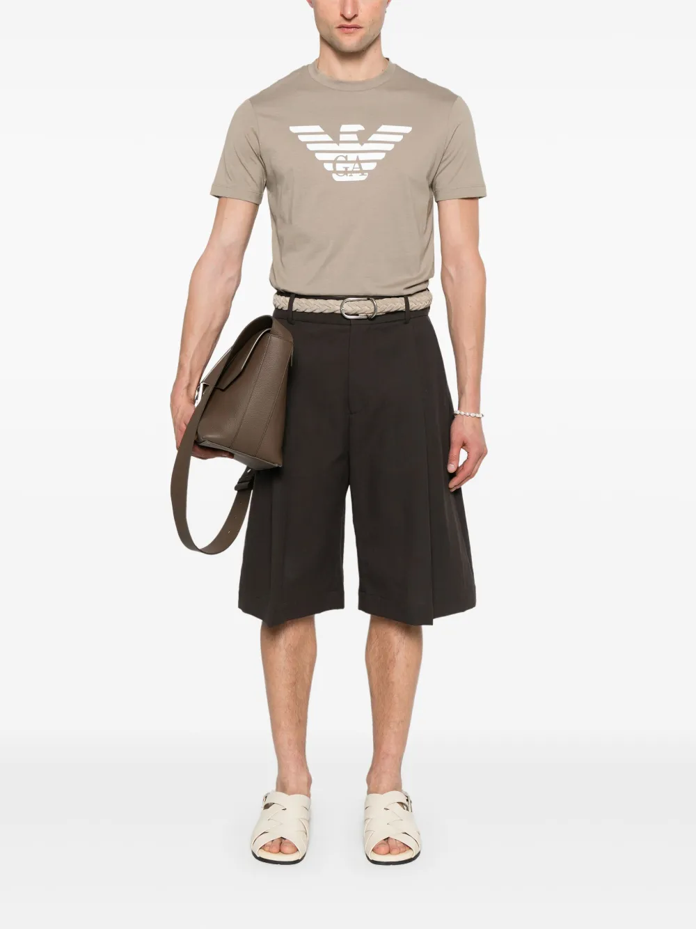 Emporio Armani T-shirt met logoprint Beige