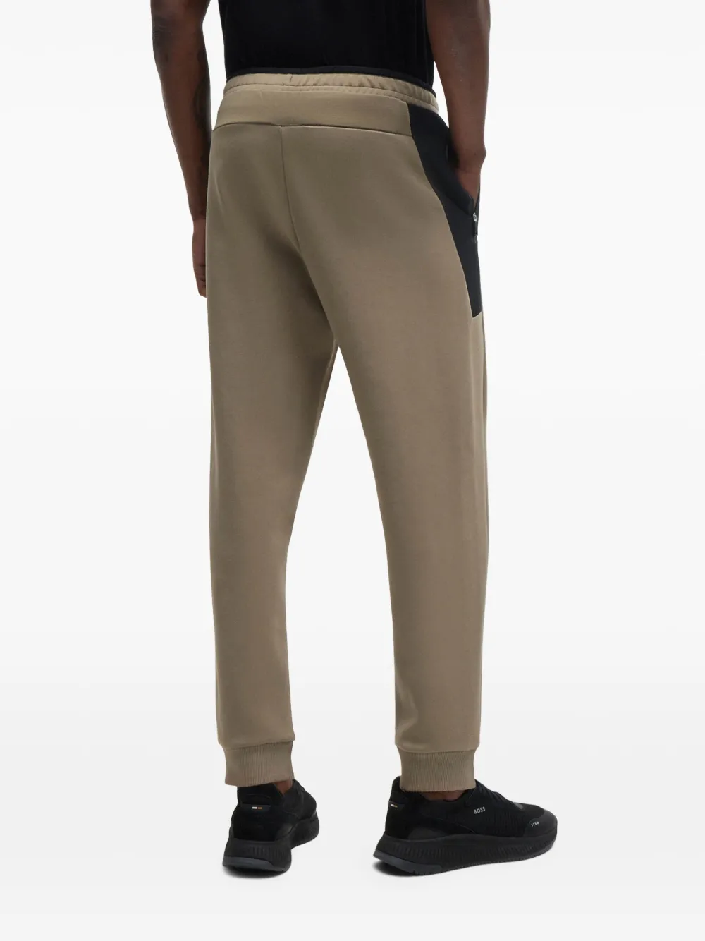 BOSS Trainingsbroek met geborduurd logo Beige