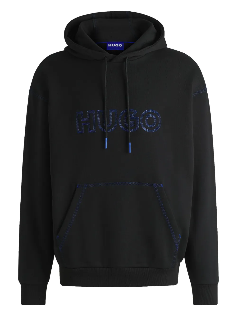 HUGO stitched-logo hoodie | Black | Image 1