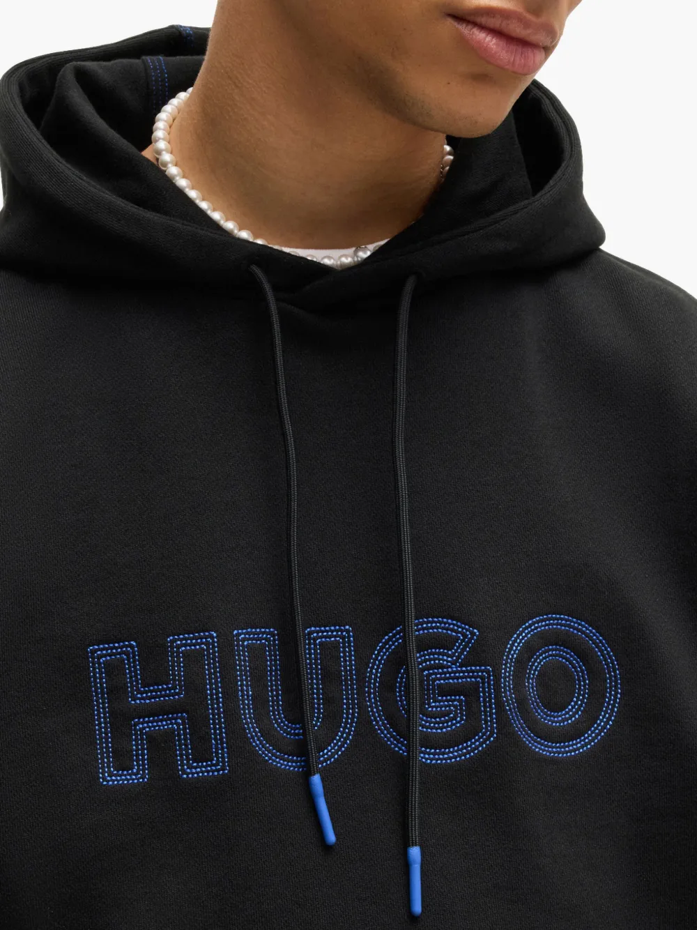 HUGO Hoodie met geborduurd logo Zwart