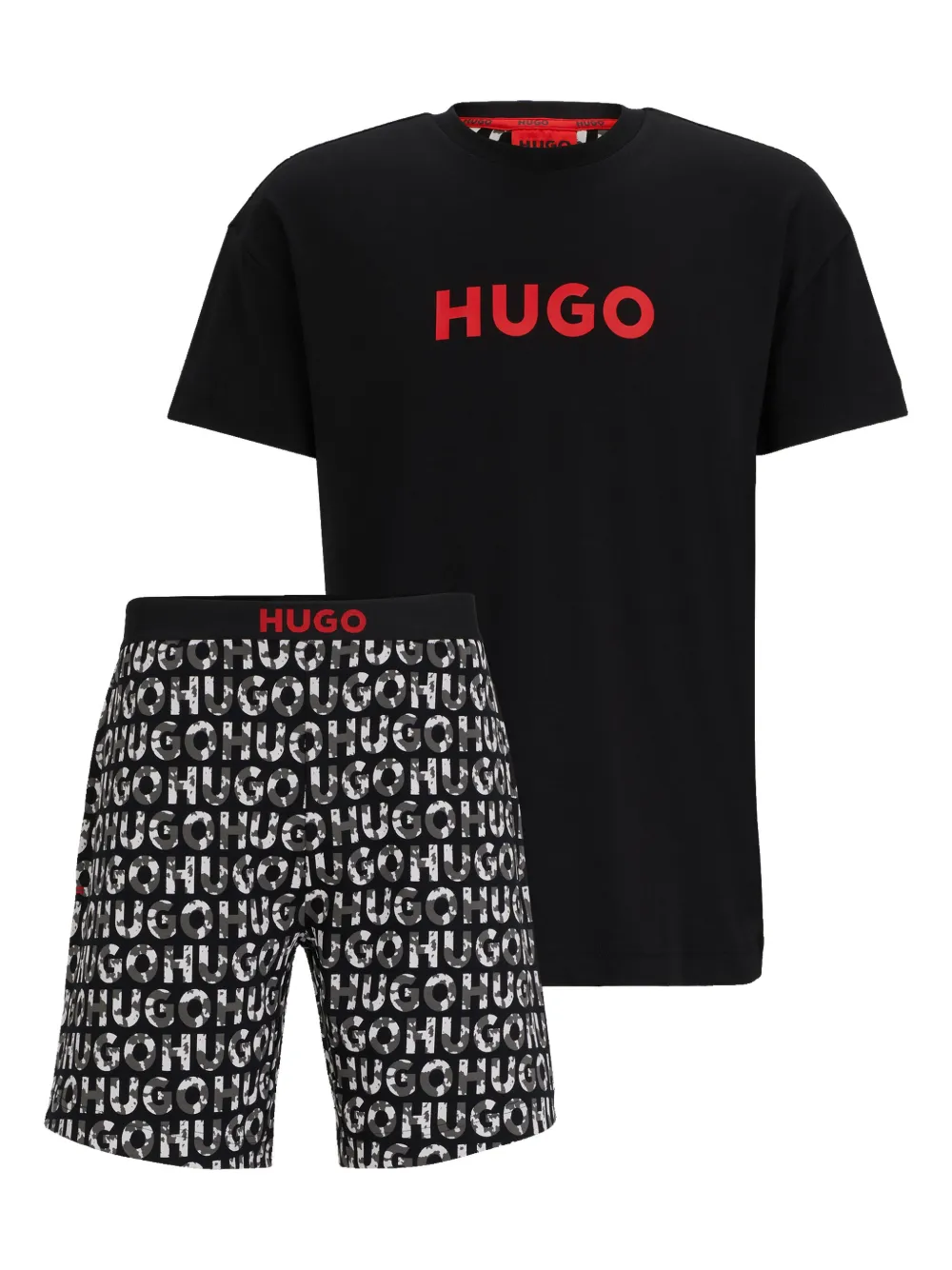 HUGO Conjunto shor e camiseta com logo gráfico | Preto | Image 1