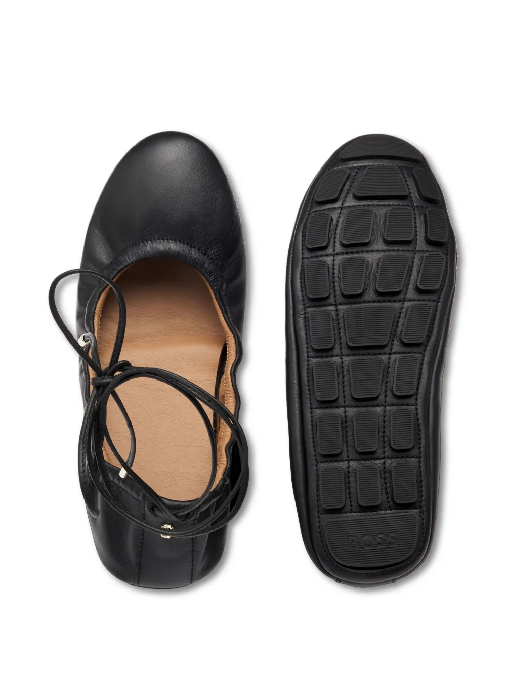 BOSS Leren ballerina's Zwart