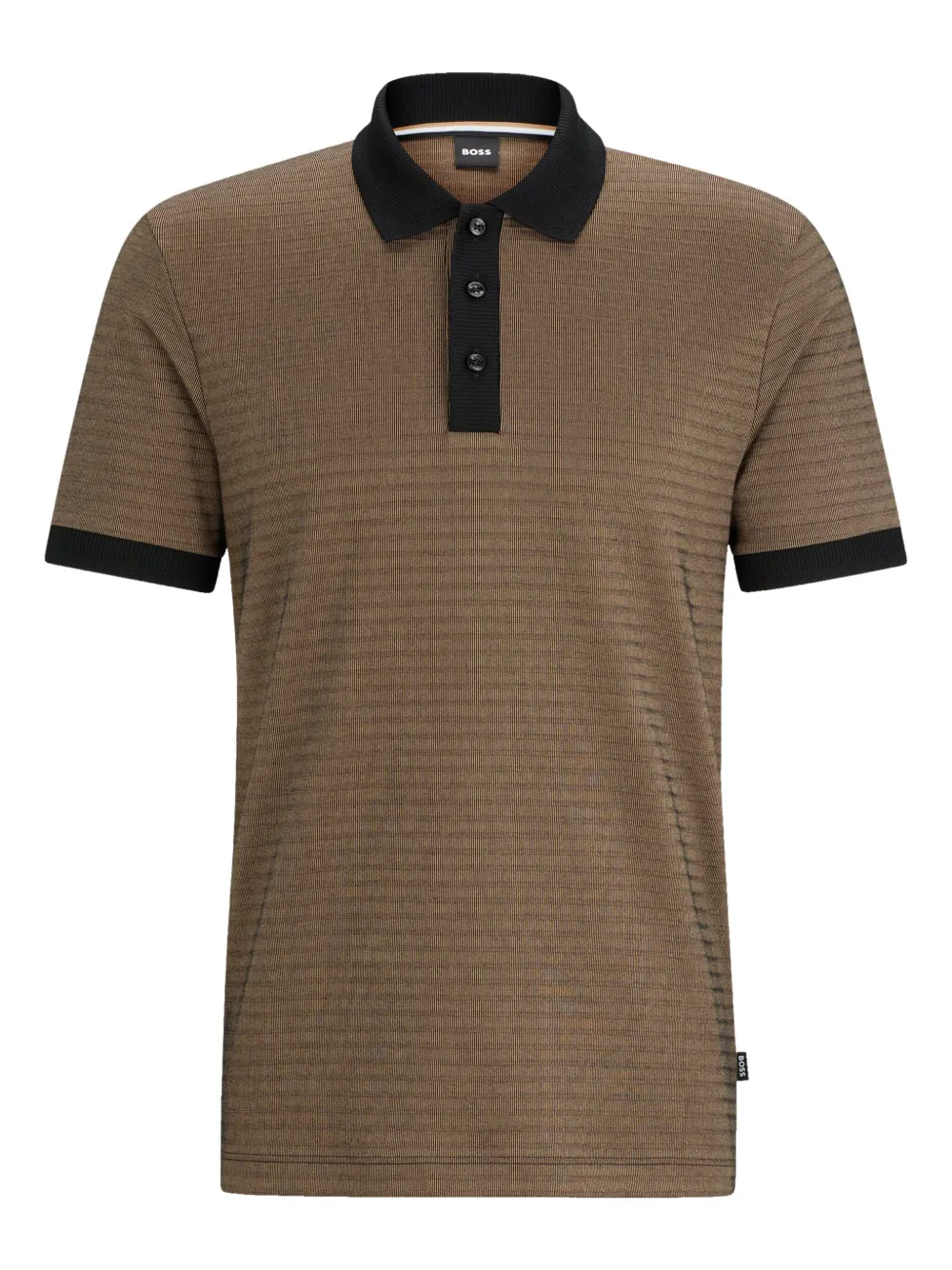 HUGO Camisa polo com listra | Marrom | Image 1