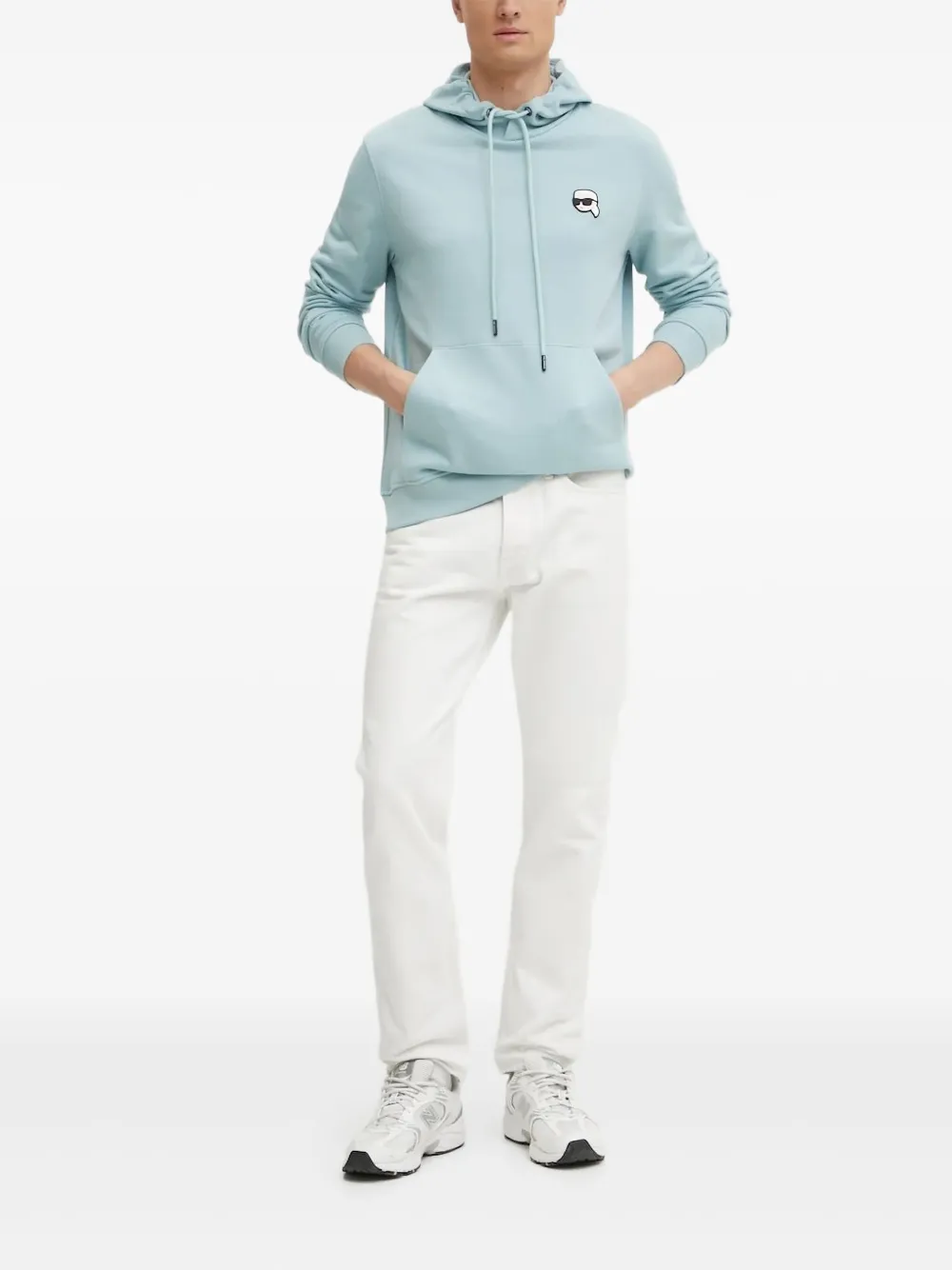 Karl Lagerfeld Ikon logo-patch hoodie | Blue | Image 1