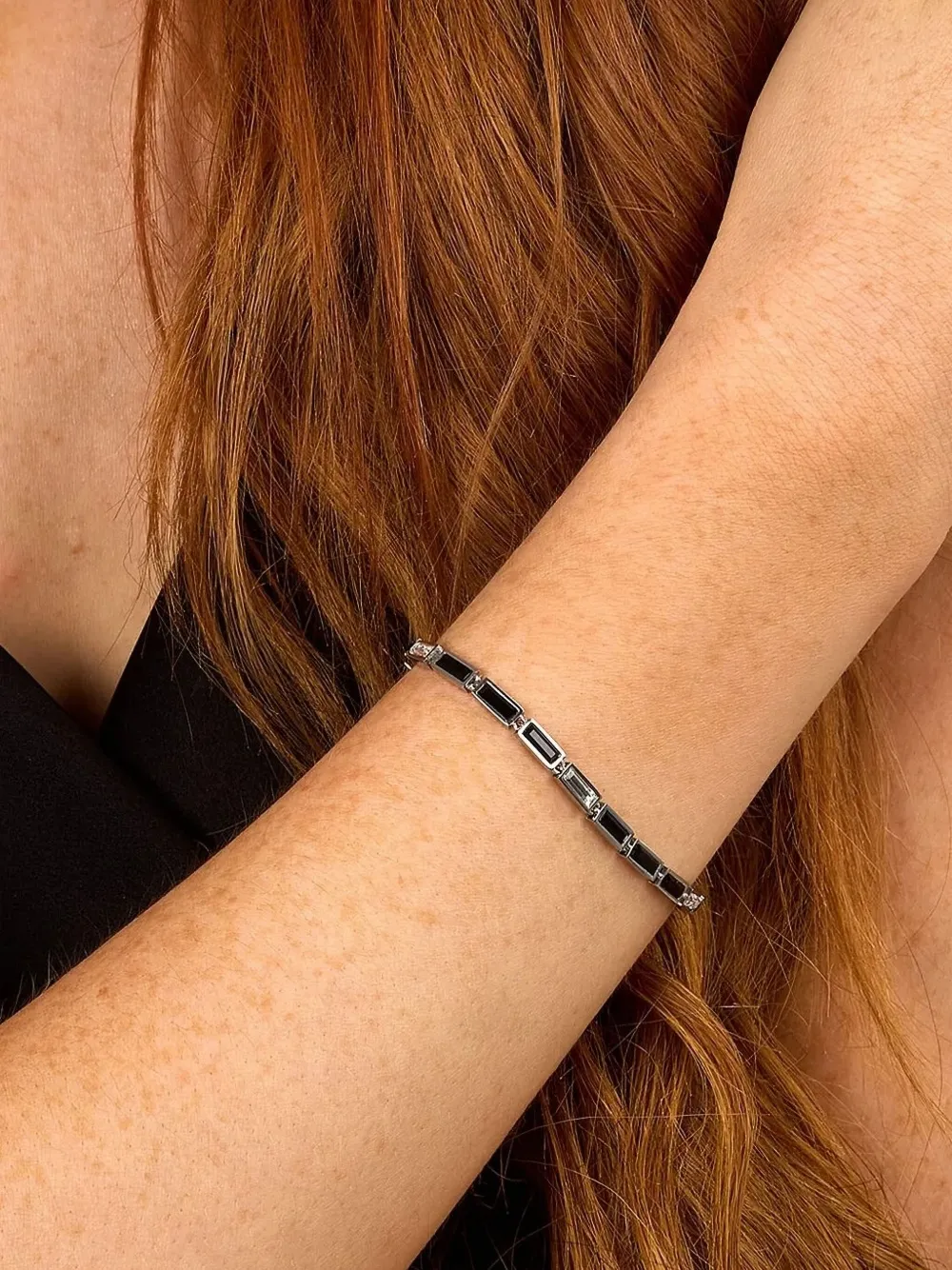 Karl Lagerfeld Baguette-cut Stone Bracelet In Silver