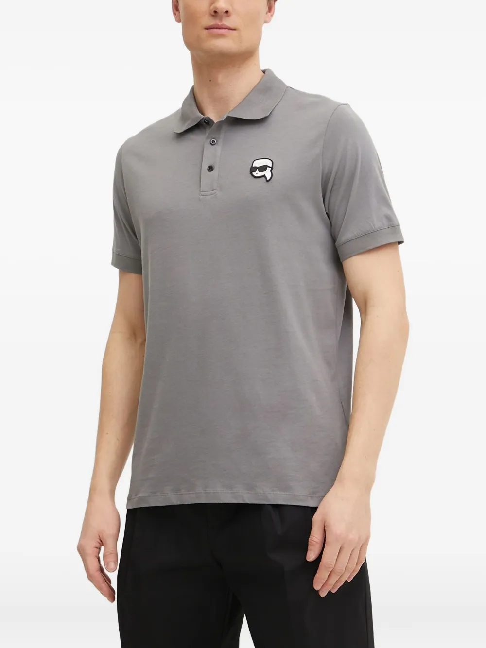 Karl Lagerfeld logo-patch polo shirt | Grey | Image 1