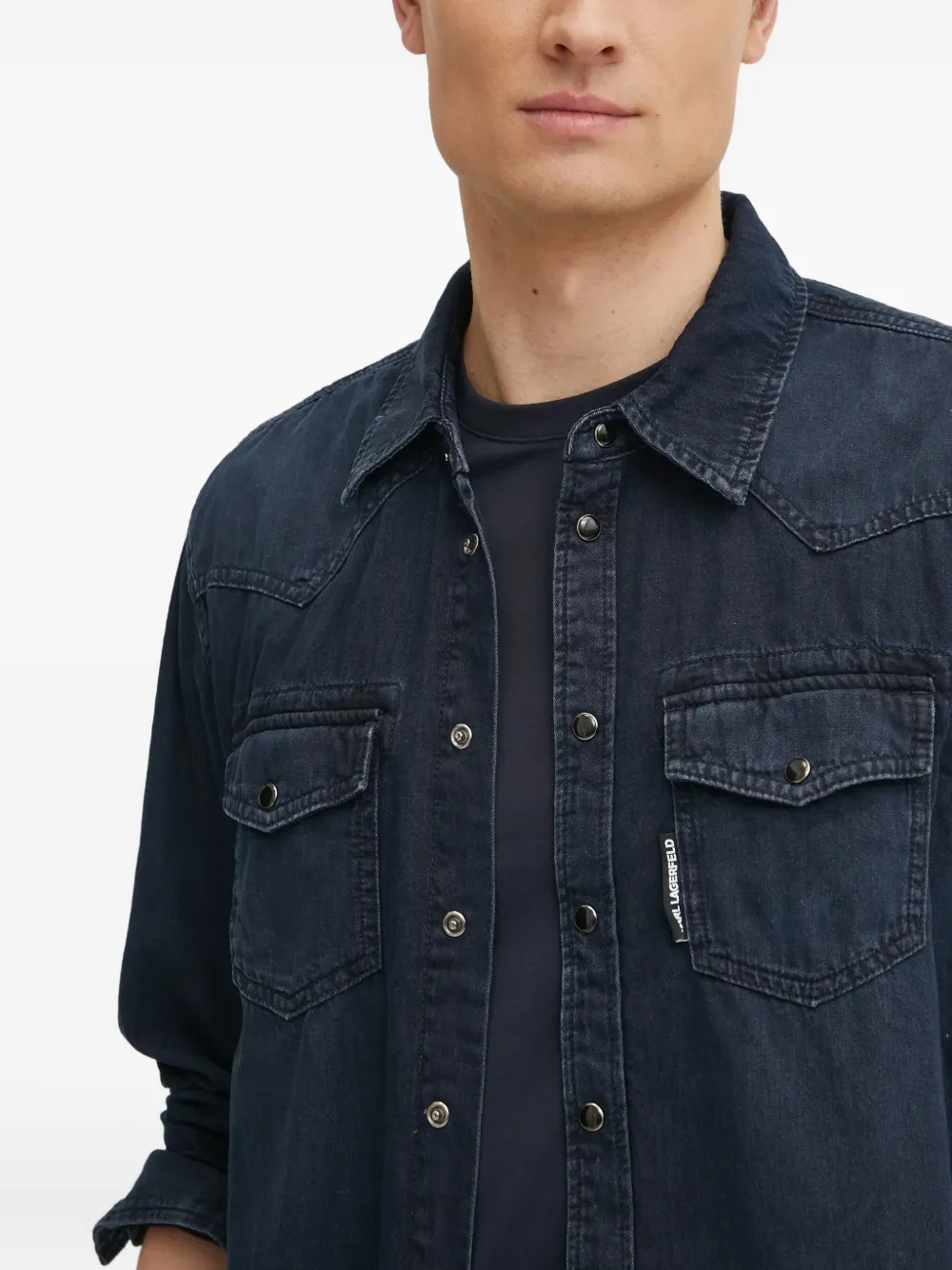 Karl Lagerfeld Overhemd met klepzak Blauw