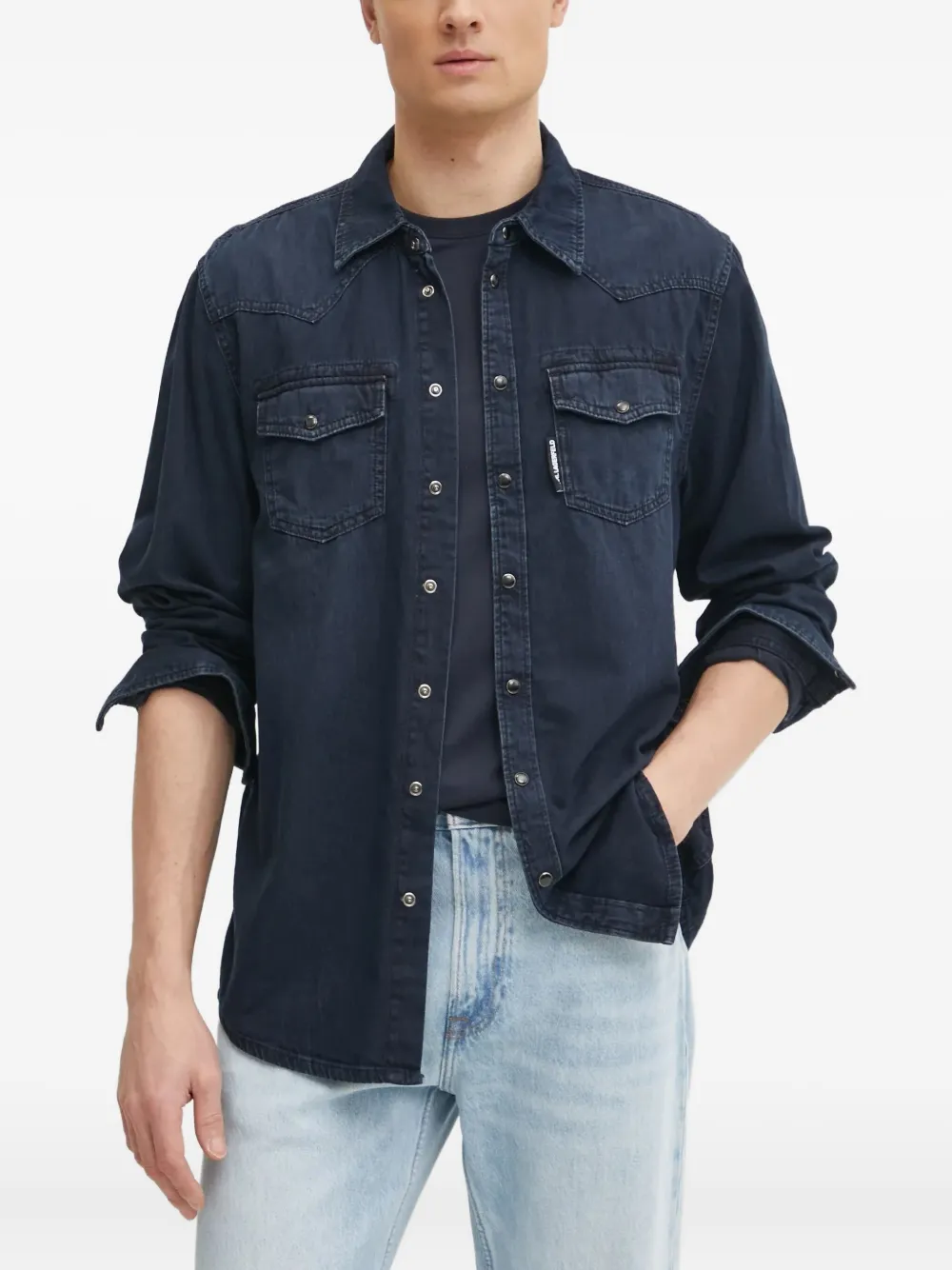 Karl Lagerfeld denim flap-pocket shirt | Blue | Image 1