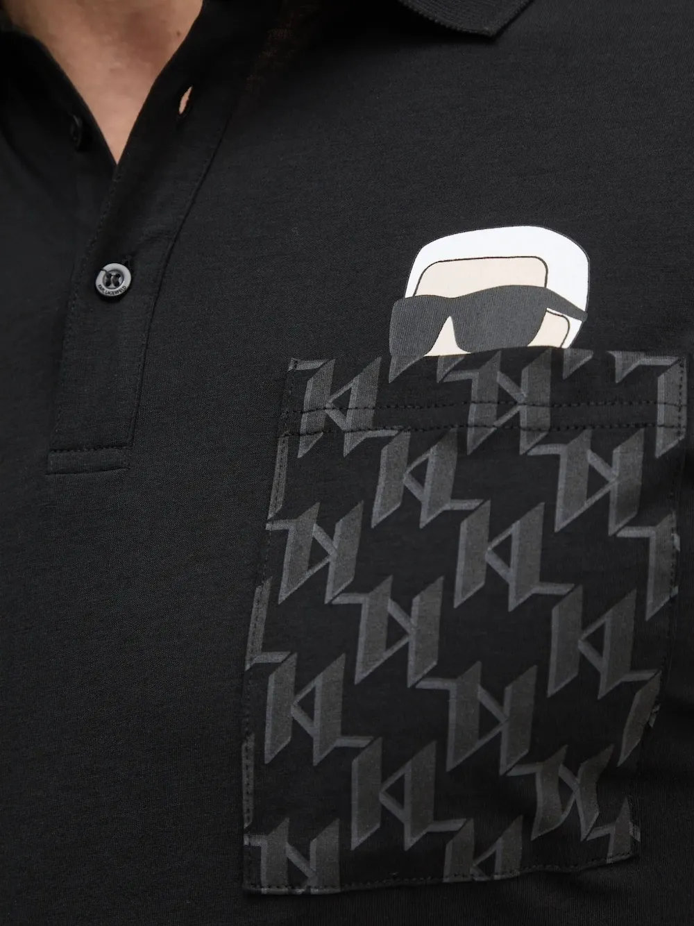 Karl Lagerfeld logo-pocket polo shirt Zwart