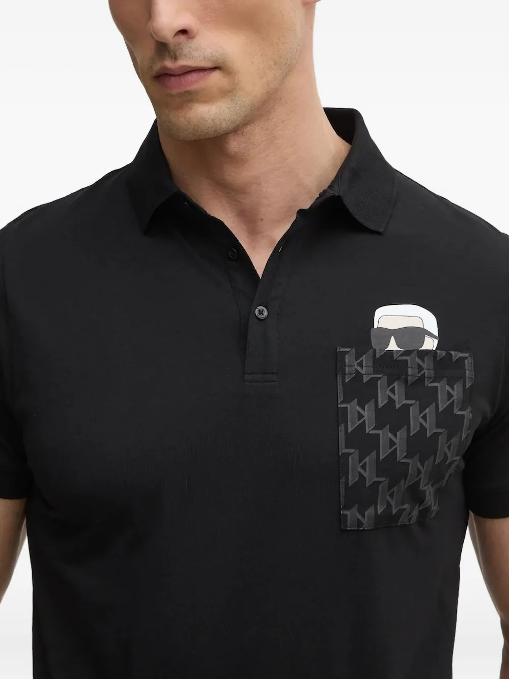 Karl Lagerfeld logo-pocket polo shirt Zwart