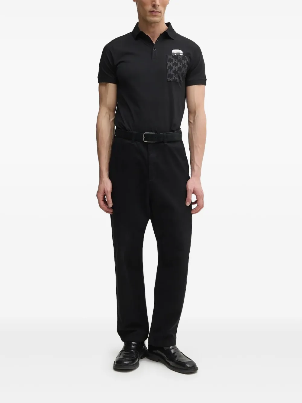 Karl Lagerfeld logo-pocket polo shirt Zwart