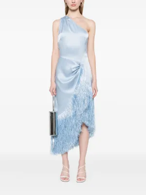 ワンピース DAVID KOMA Women Dresses RE25DK58D BL SI BLUE FEATHER FLOWERS AND CHAIN ONE-SHOULDER DRESS – David Koma
