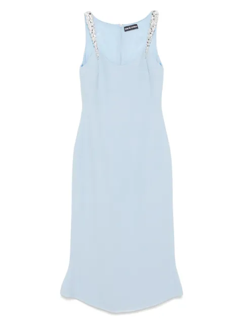 David Koma crystal claw-embroidered flounce dress