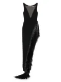 David Koma fringed cady gown - Black