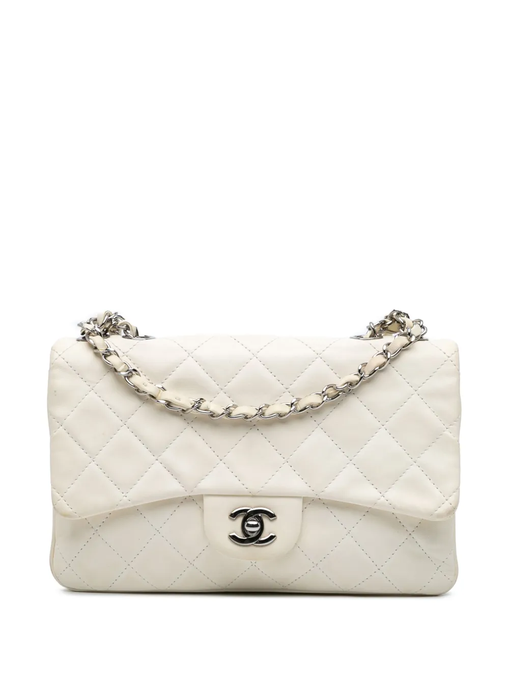 CHANEL Pre-Owned 2014 Medium Quilted Lambskin 3 Accordion Flap shoulder bag | White | Image 1