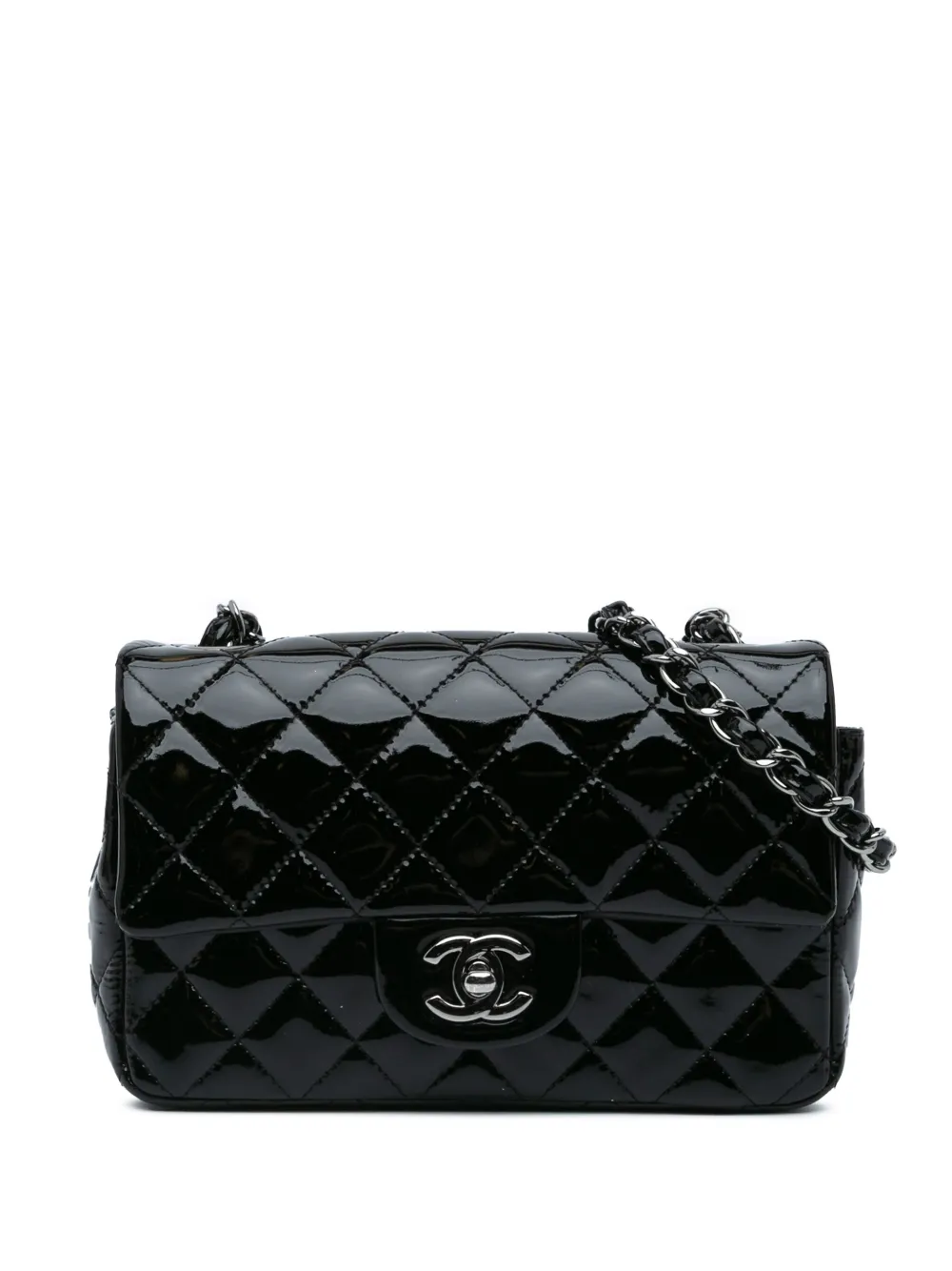 CHANEL Pre-Owned 2014-2015 Mini Rectangular Classic Patent Single Flap crossbody bag | Black | Image 1